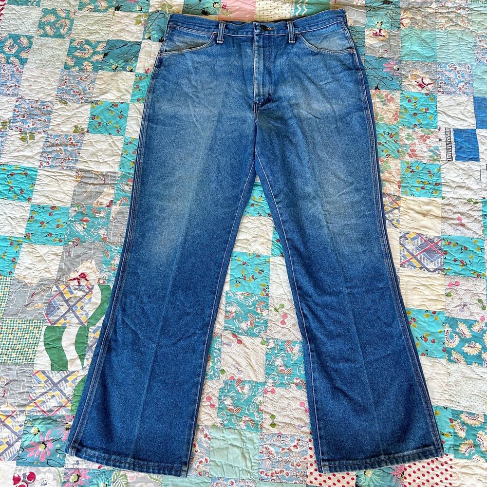 Vintage 80s Wrangler 945DEN USA Bootcut Flare Cotton Denim Jeans 34x29